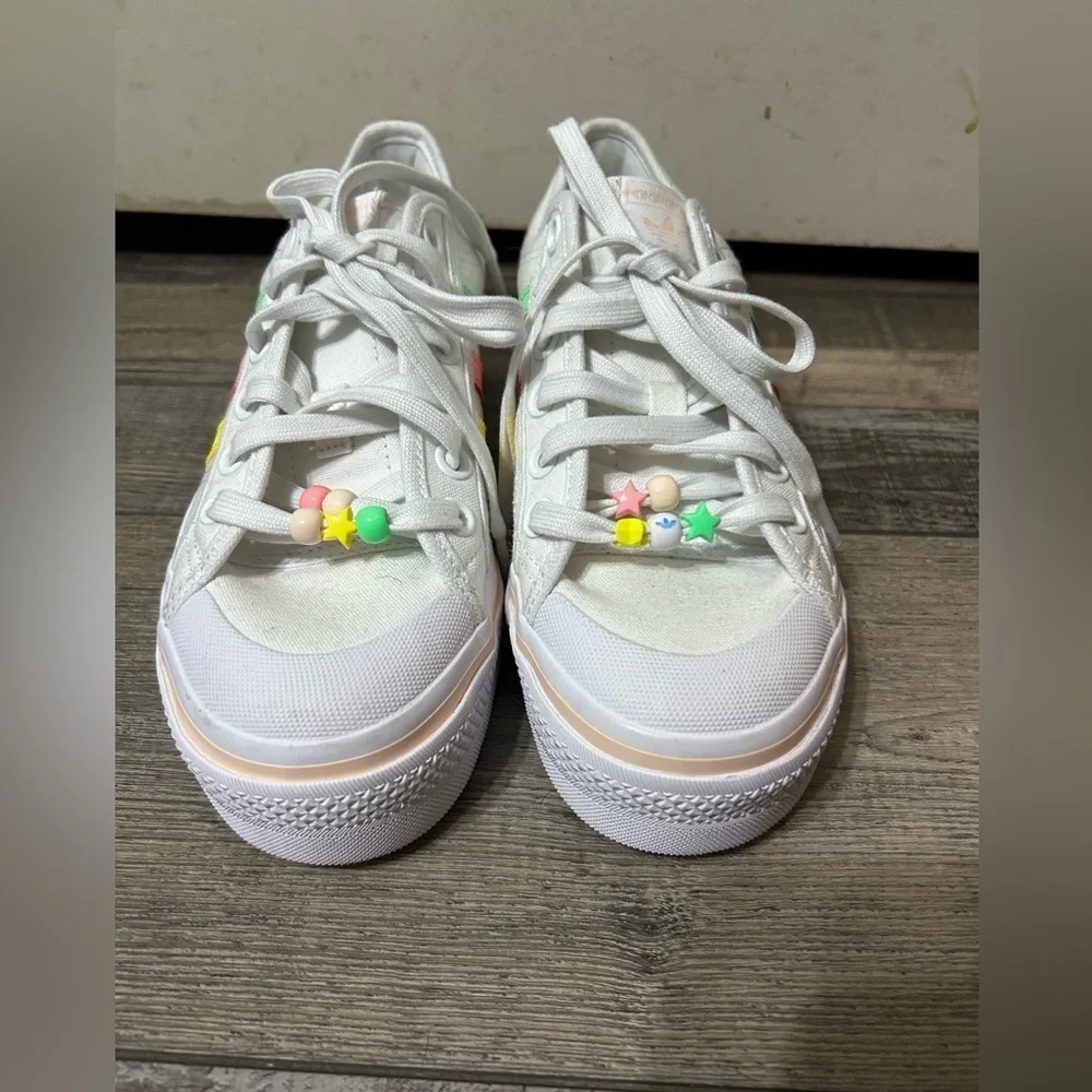 Adidas Nizza Platform pastel & White beaded Sneakers